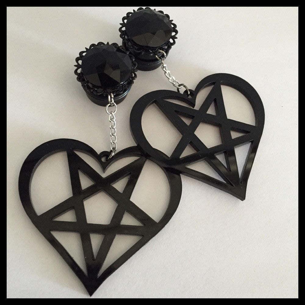 Inverted Pentacle Heart Dangle Plugs