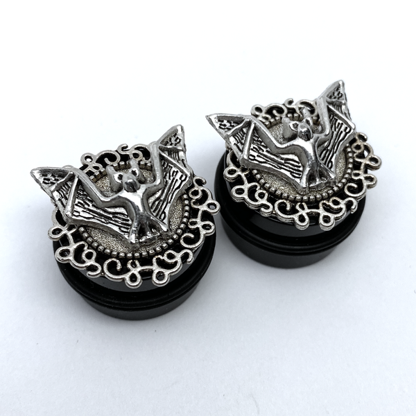 Silver Bat Bats Plugs Gauges for Stretched lobes 