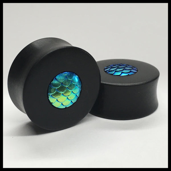 Ebony Mermaid Scale Round Plugs