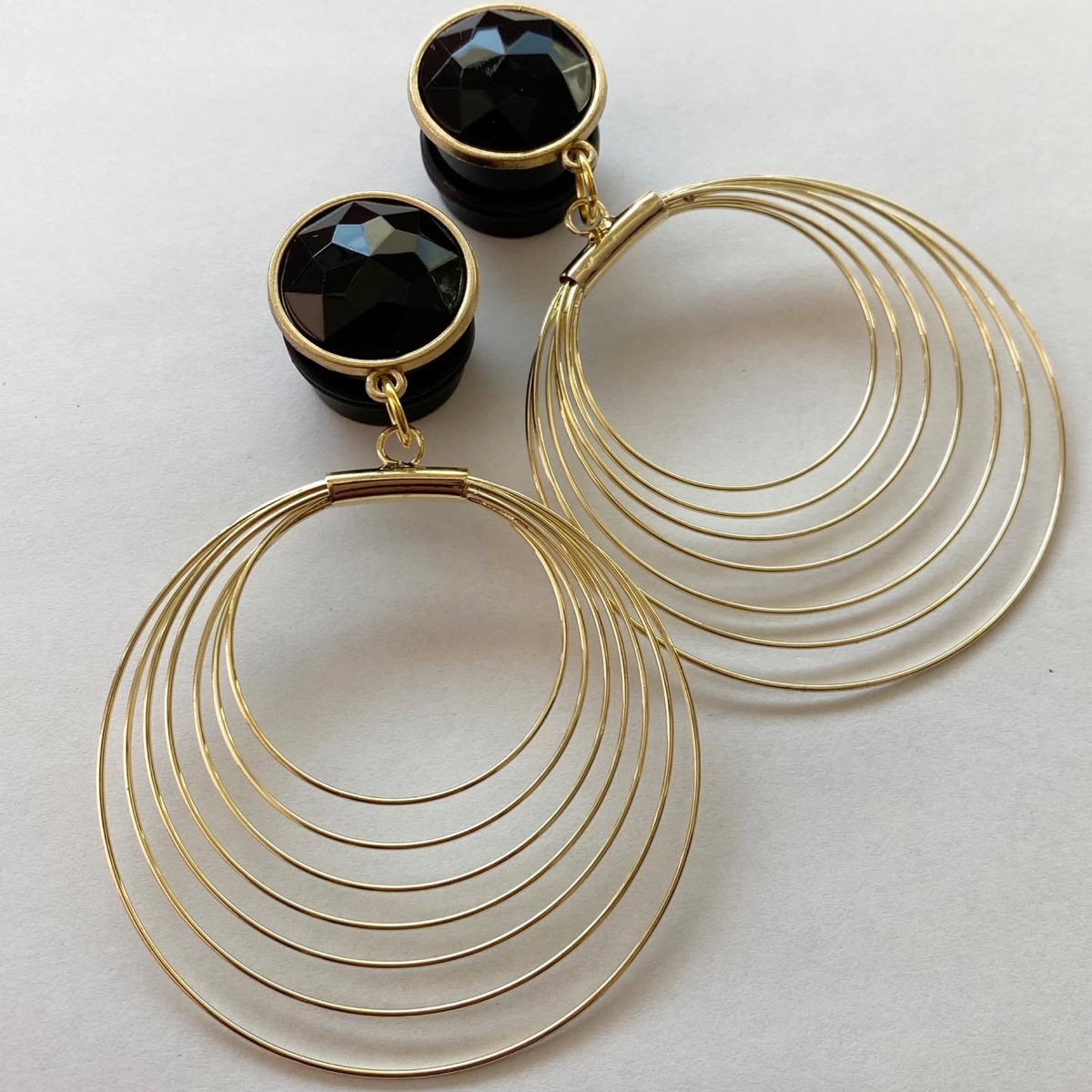 Bling Gold Hoops (More Colors) Dangle Plugs