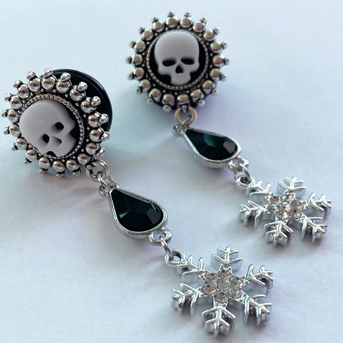 Snowflake Skull  Dangle Plugs