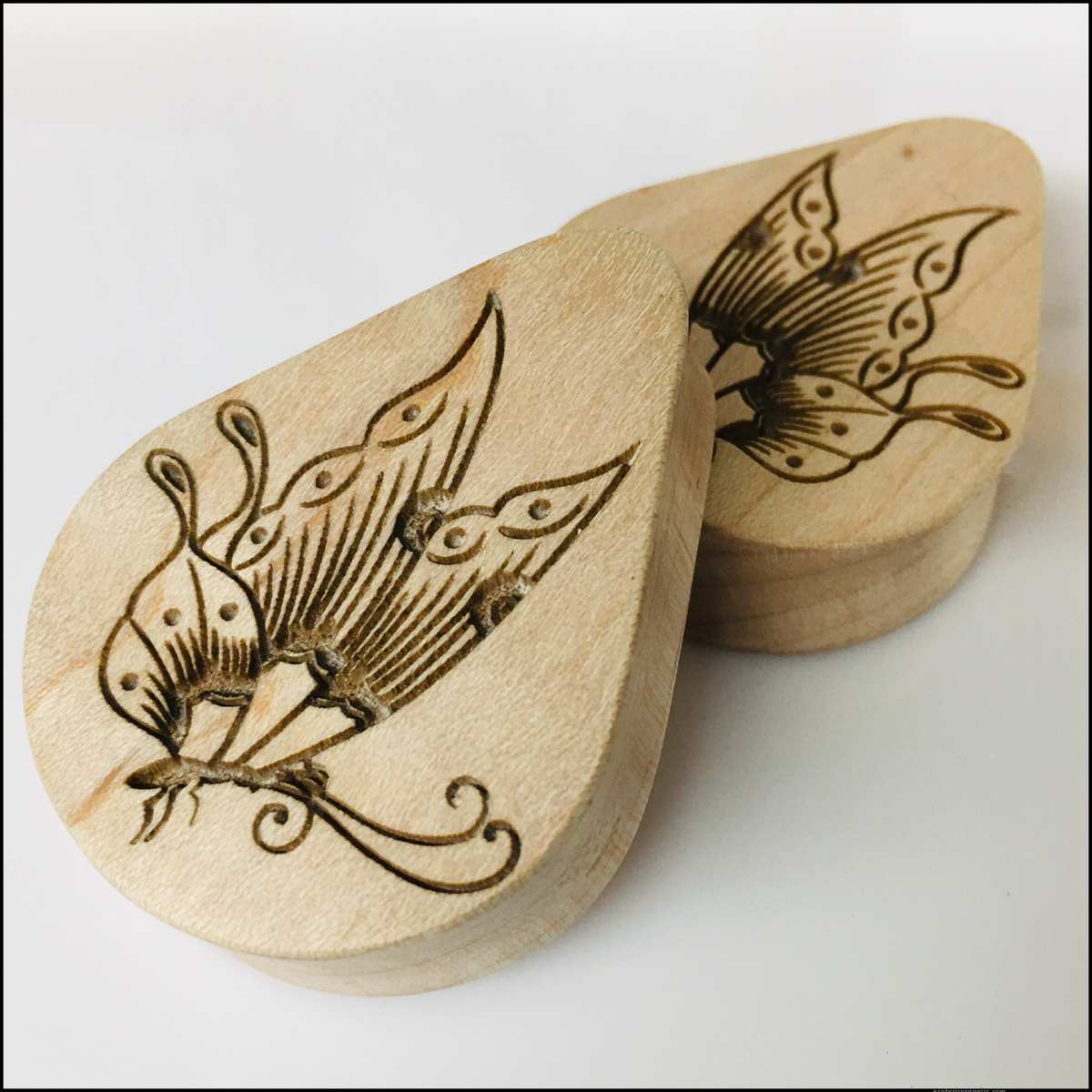 Maple Butterfly Solid Teardrop Plugs