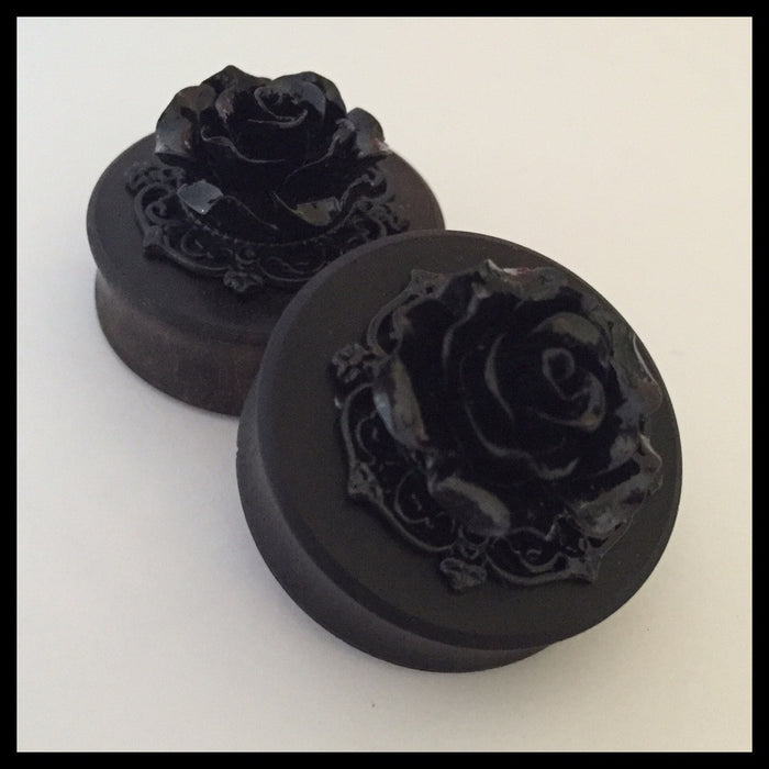 Ebony Black on Black Pin Up Round Plugs