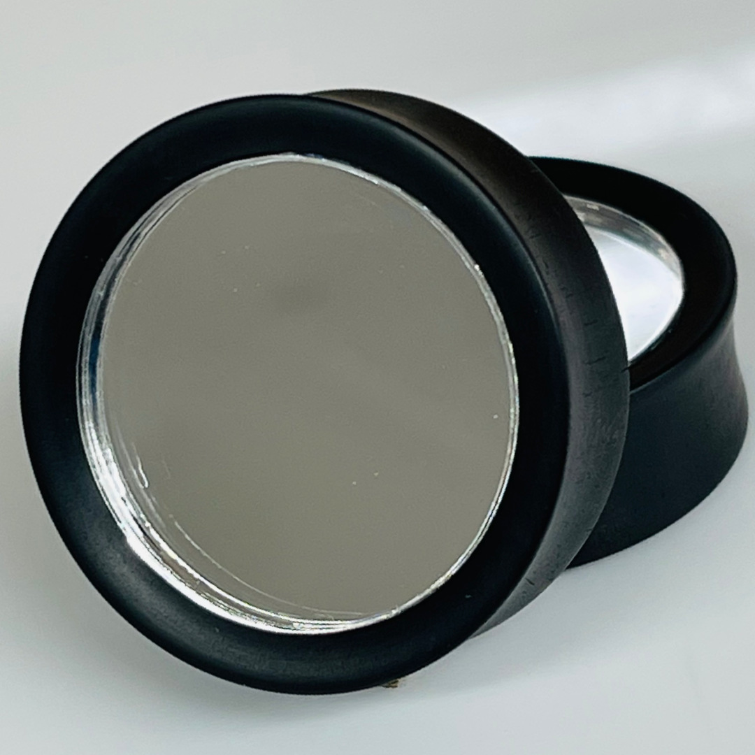 Ebony Silver Mirror Round Plugs