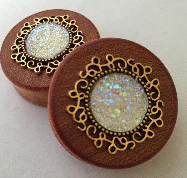 Osage Orange White Sun Round Plugs