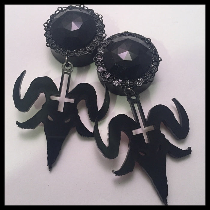Ebony Goat Head Round Plugs