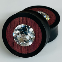 Ebony Purple Heart Swarovski Crystal Round Plugs