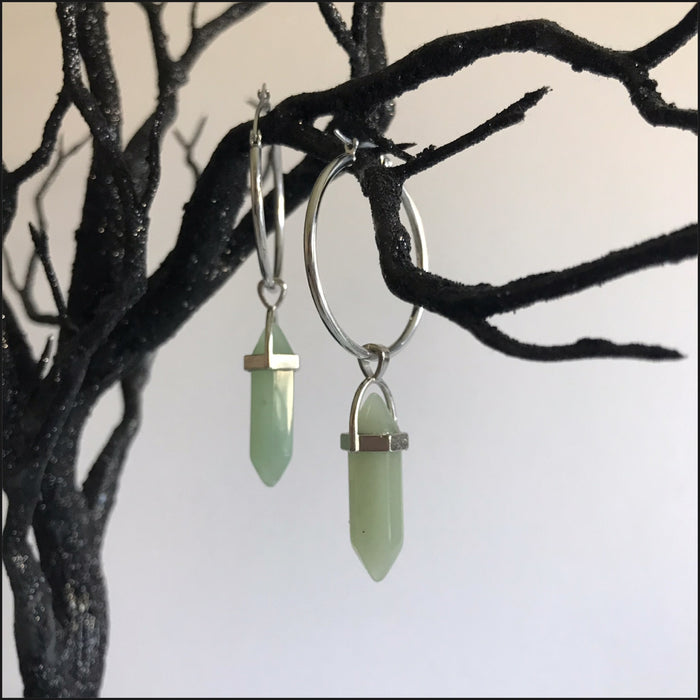 Jade Pendant  Hoops