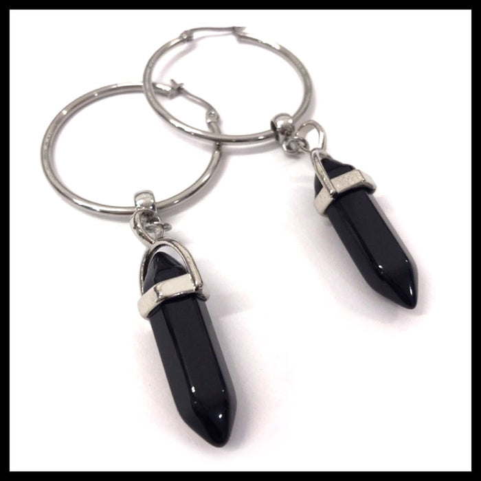 Onyx Pendant Hoops