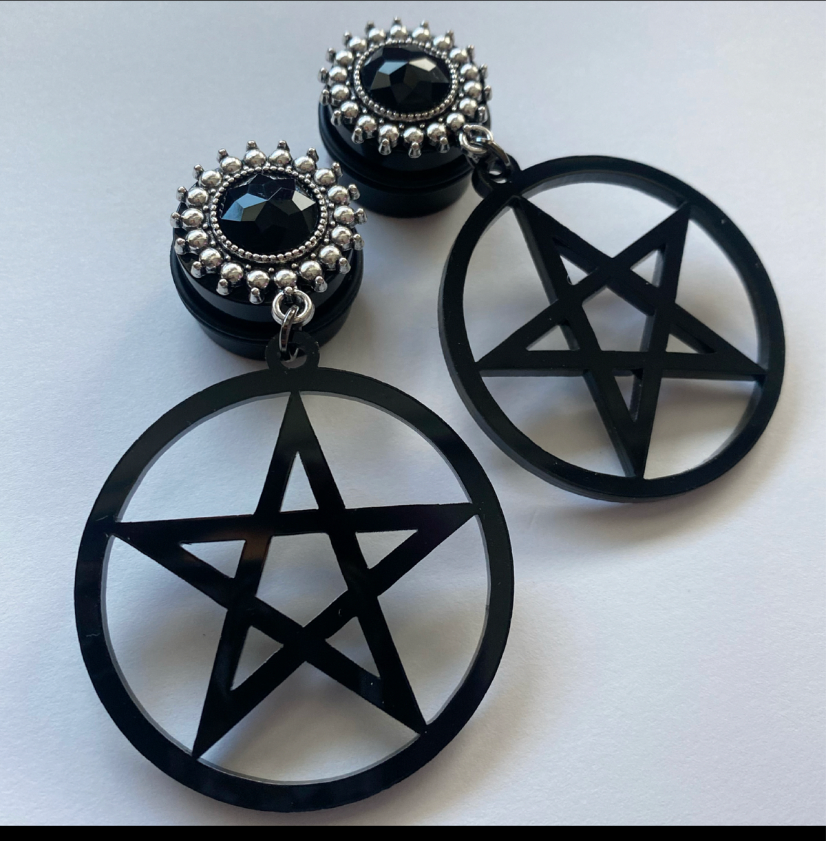 Pentacle Hoops Dangle Plugs