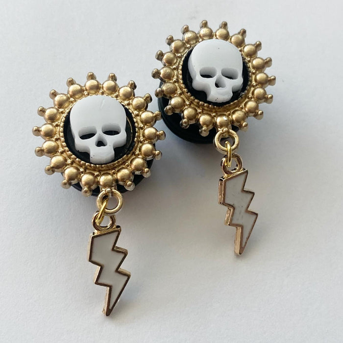 Skull Lightning Bolt Dangle Plugs