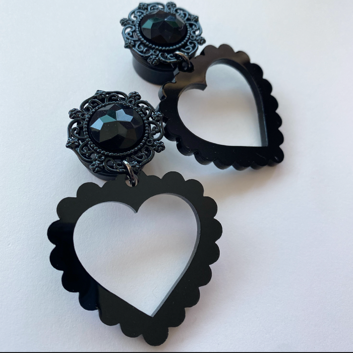 Black Like My Soul Heart Dangle Plugs