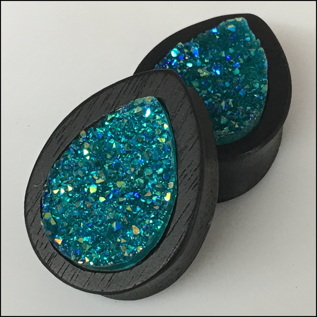 Ebony Large Druzy Turquoise Teardrop (LIMITIED EDITION)