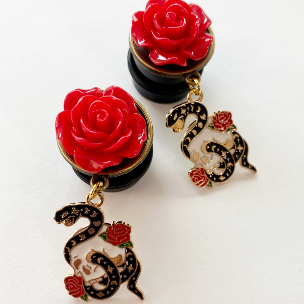 Skull Roses Dangle Plugs