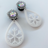 Iridescent Teardrop Snowflake Dangle Plugs