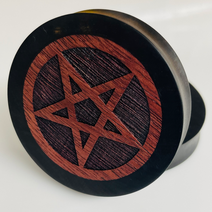 Ebony Purpleheart Pentacle Round Plugs