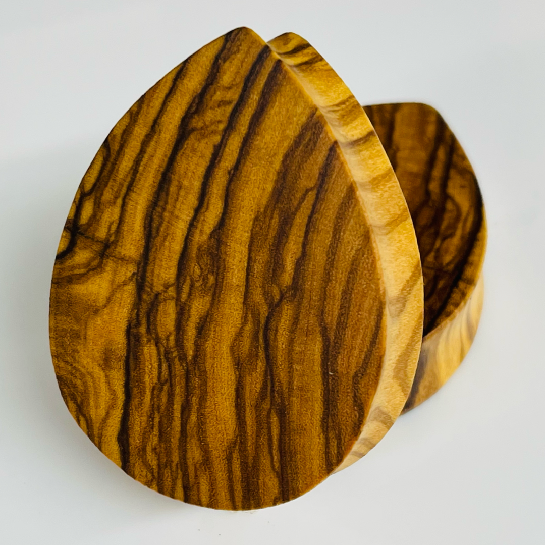 Olivewood Solid Teardrop Plugs