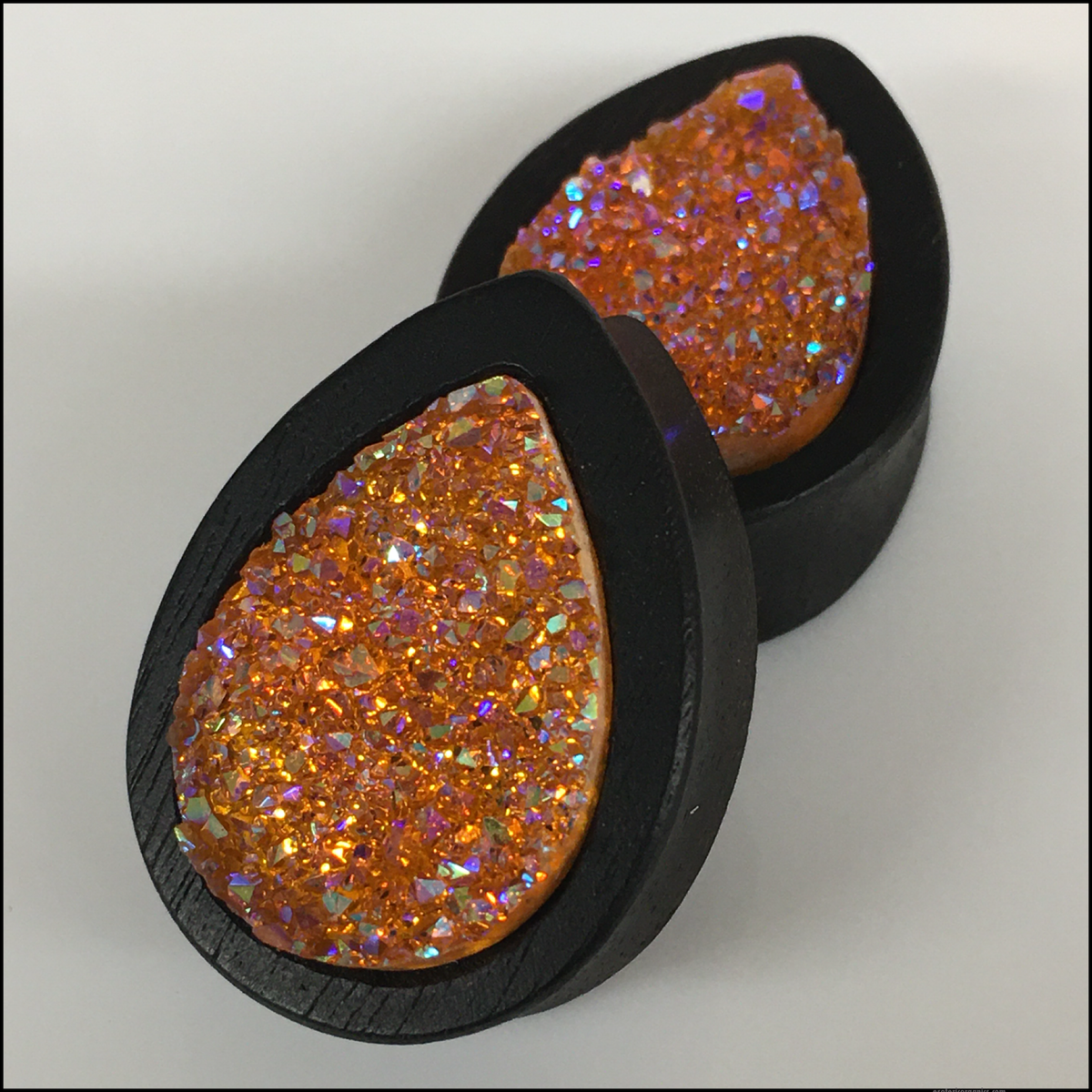 Ebony Large Druzy Orange Teardrop (LIMITIED EDITION)