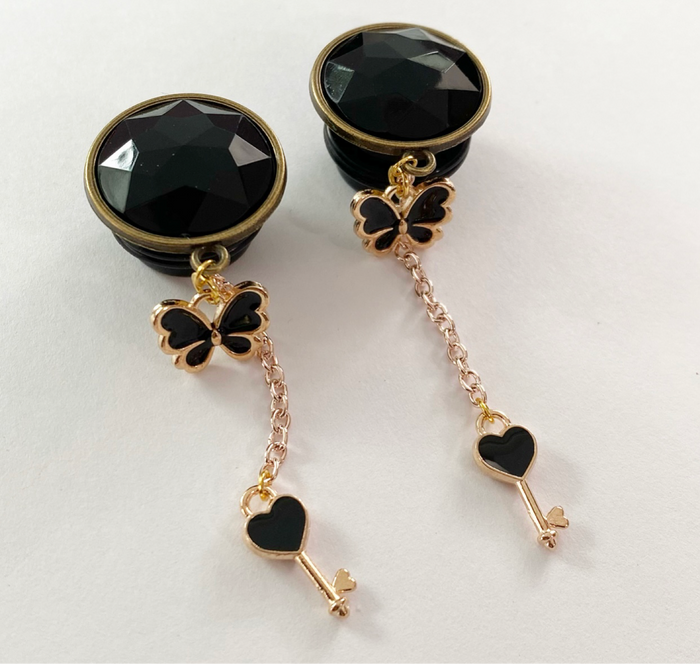Goth Butterfly  Dangle Plugs