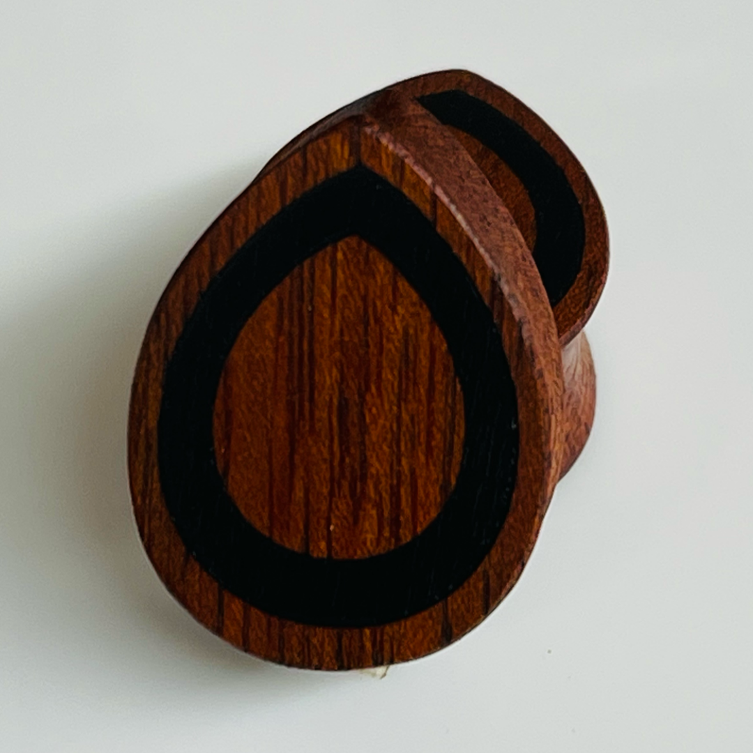 Bloodwood Ebony Halo Teardrop Plugs