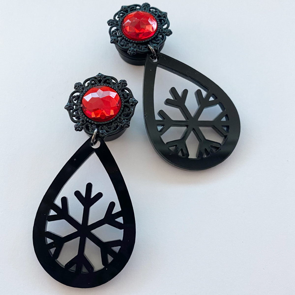 Snowflake Dangle plugs gauges jewelry for stretched lobes 