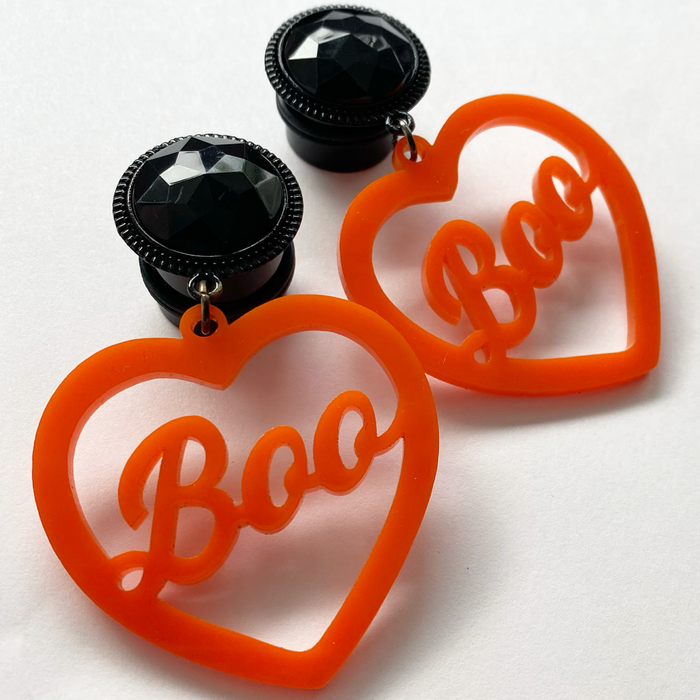 Boo Heart Hoops Dangle Plugs