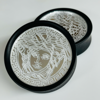 Ebony Silver Mirror Medusa Round Plugs