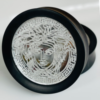 Ebony Silver Mirror Medusa Round Plugs