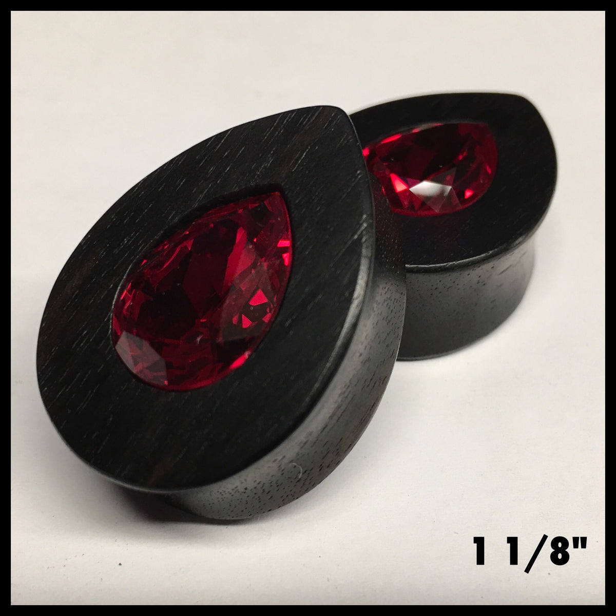 Ebony Swarovski Med Ruby Teardrop