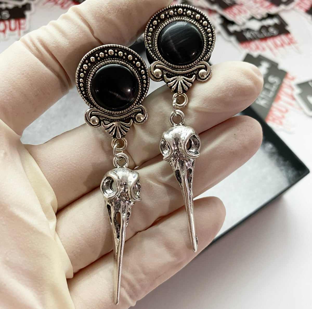 Bird Skull Dangle Plugs