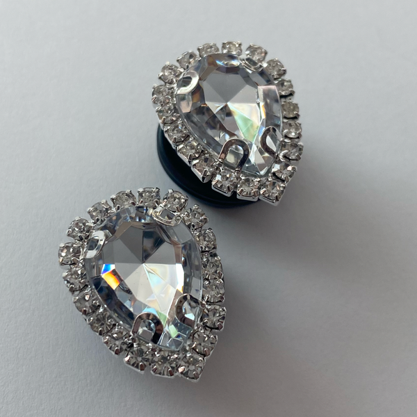 Teardrop Rhinestone Bling Plugs