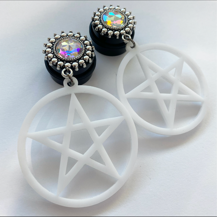 Pentacle Hoops Dangle Plugs