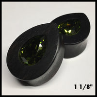 Ebony Swarovski Med Olivine Teardrop