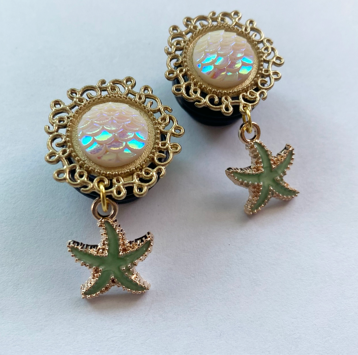 Teal Starfish Dangle Plugs