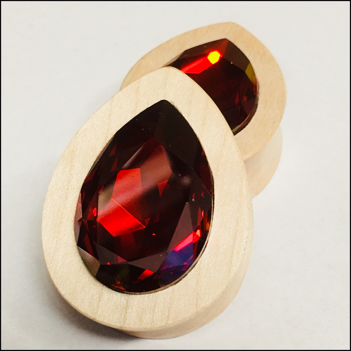 Maple Swarovski Large Ruby Teardrop
